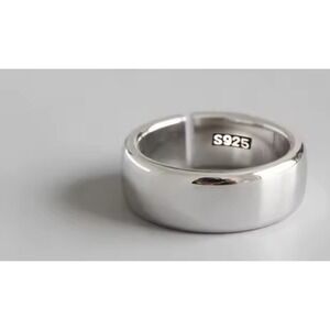 Adjustable 6mm Silver Ring Band S925‎ Statement Ring Thumb Ring Men NEW